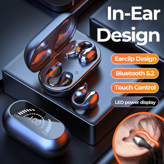 Auricular Con Clip Para La Oreja Bluetooth 5.2 HIFI Táctil Deportivo Con Cancelación De Ruido