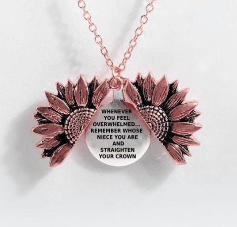 Collar con letras de doble capa de girasol