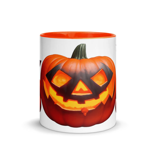 Taza con imagen de calabaza sonriente para entrar a lo sobrenatural